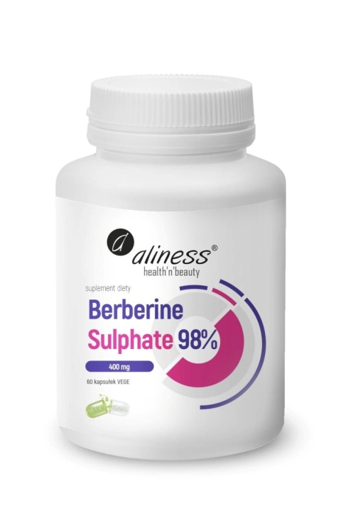 Berberyna 98% 400 mg 60 kapsułek vege – silny suplement diety wspierający metabolizm, poziom cukru i kontrolę wagi