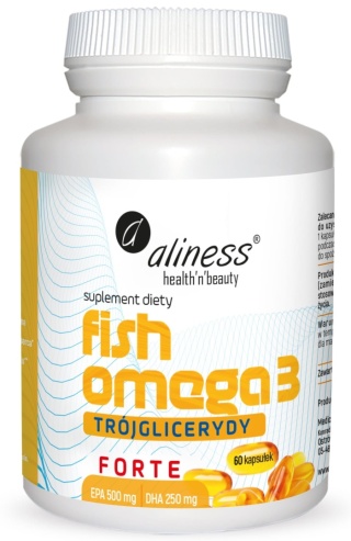 Aliness, Fish Omega 3 FORTE Trójglicerydy 500/250mg x 60 kapsułek