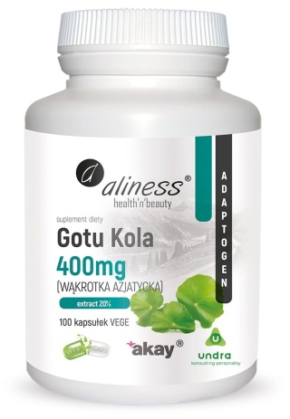 Aliness, Gotu Kola (Centella asiatica, wąkrotka azjatycka) 400 mg x 100 Vege caps