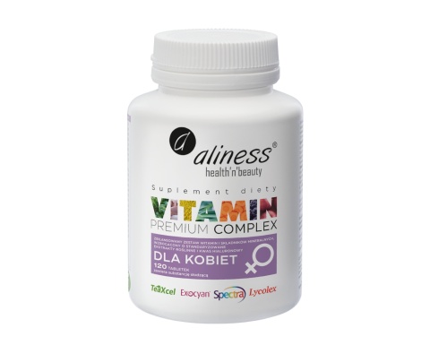 Premium Vitamin Complex Women – 120 tabletek Aliness, kompleks witamin dla kobiet, suplement diety wspierający równowagę