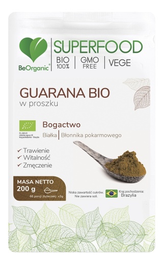 BeOrganic, Guarana BIO w proszku 200g