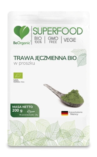 BeOrganic, Trawa Jęczmienna BIO 200g w proszku