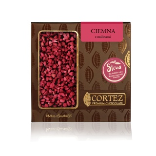 Cortez Czekolada ciemna z malinami słodzona Stewią 85 g