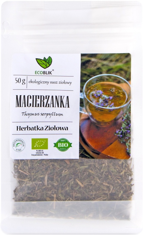 Macierzanka EKO 50 g EcoBlik – suszone ziele z certyfikatem BIO, tradycyjnie wykorzystywane w naparach i ziołowych mieszankach