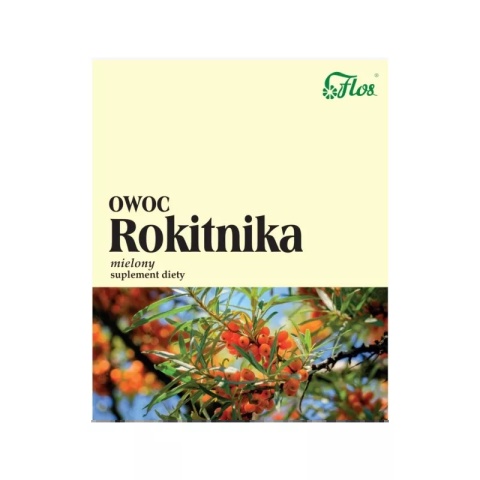 Flos rokitnik owoc mielony 50 g opakowanie.Zdjęcie poglądowe.
