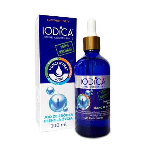 IODICA jod naturalny 100 ml – koncentrat w szklanej butelce z pipetą, suplement diety z naturalnym źródłem jodu