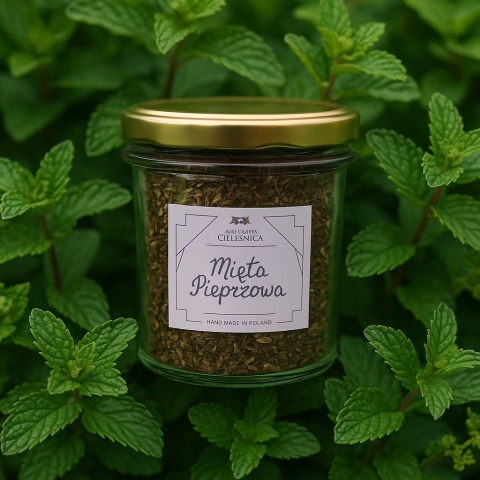 Manufaktura Cieleśnica Mięta pieprzowa susz 50 g – naturalny susz z liści mięty, tradycyjny surowiec zielarski do naparów