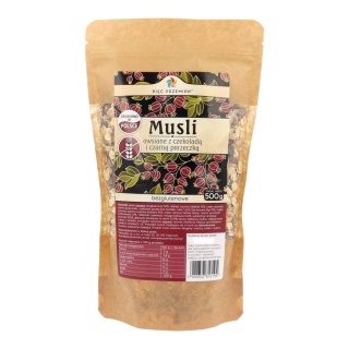 Musli z czekoladą i czarną porzeczką bezglutenowe 500 g - Pięć Przemian