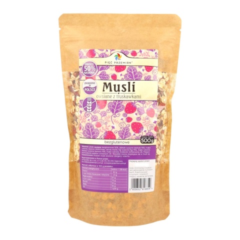 Musli z truskawkami bzeglutenowe 500 g - Pięć Przemian Musli z truskawkami bzeglutenowe 500 g - Pięć Przemian
