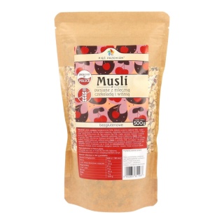 Musli z wiśnią i mleczną czekoladą bezglutenowe 500 g-Pięć Przemian