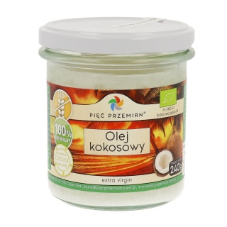 Olej kokosowy BIO extra virgin 240 g- Pięć Przemian