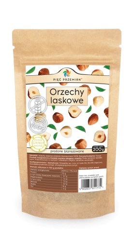 Orzechy laskowe prażone blanszowane 200 g - Pięć Przemian