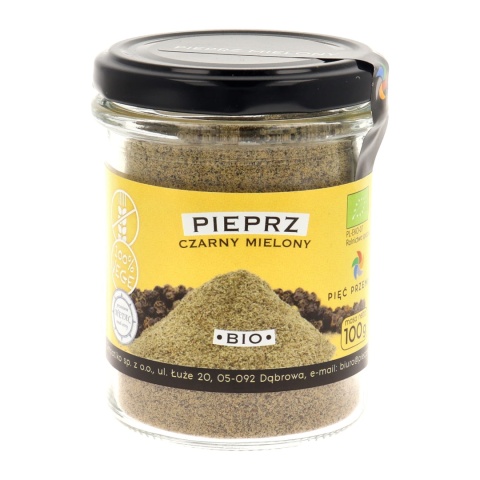 Pieprz czarny mielony bezglutenowy BIO 100 g - Pięć Przemian Pieprz czarny mielony bezglutenowy BIO 100 g - Pięć Przemian