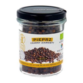 Pieprz czarny ziarnisty bezglutenowy BIO 100 G -Pięc Przemian