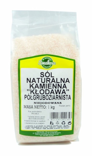Sól kłodawska gruboziarnista naturalna kamienna niejodowana 1kg SMAKOSZ